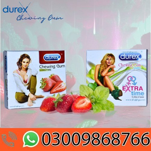 Durex Long Time Chewing Gum in Strawberry & Mint Flavors