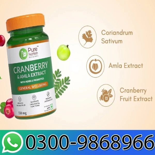 Pure Nutrition Cranberry & Amla Extract With Herbs & Probiotics Veg Capsule In Pakistan